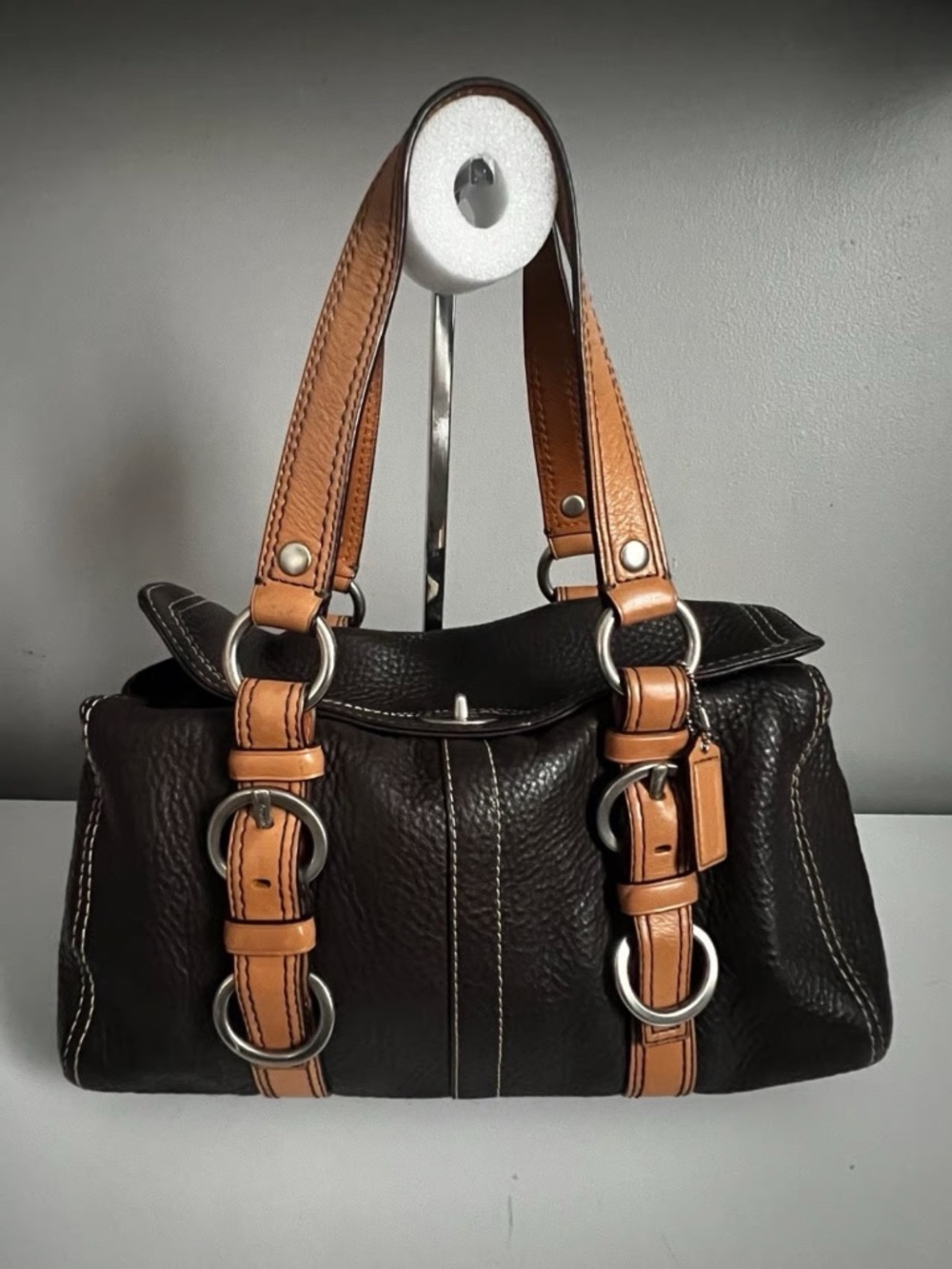 Vintage Coach Chelsea Satchel Brown Pebbled Leather F12334